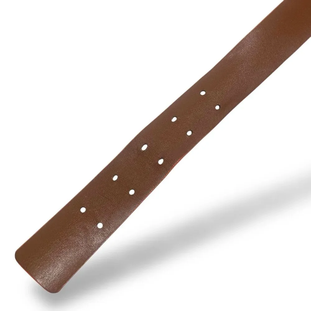 Maison Boinet Double Prong Belt Brown Orange Genuine Leather Women Size 85/34